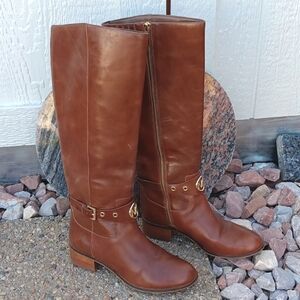 Michael Kors tall brown leather boots women's sz 7